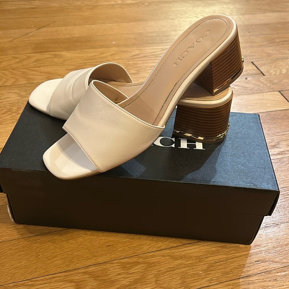 Coach white leather Maggi sandals